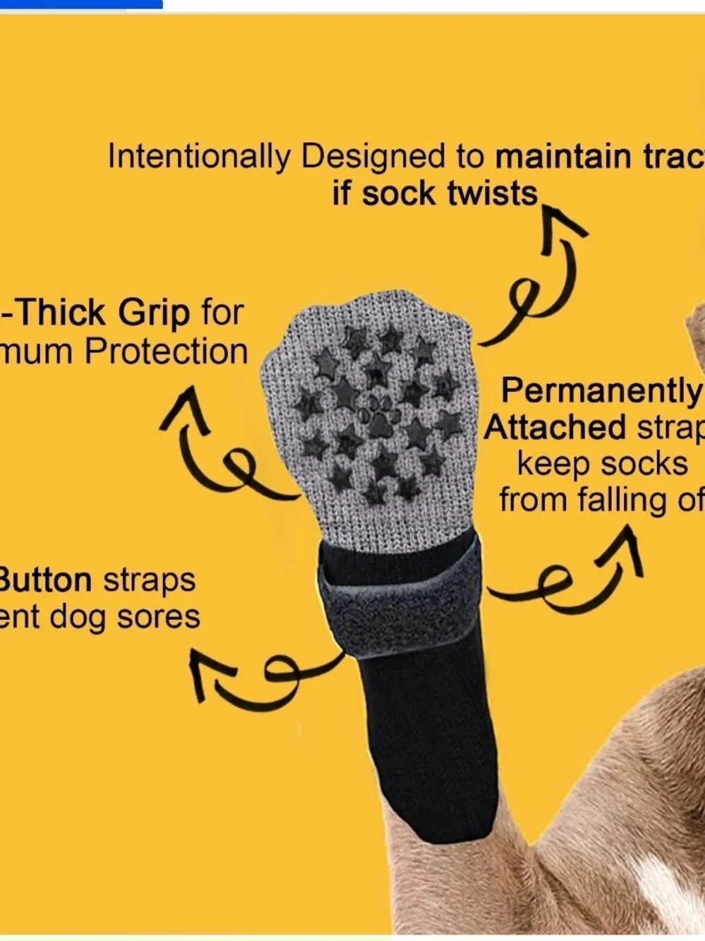 Non-Slip Dog Booties with Paw Grip in Black and Gray